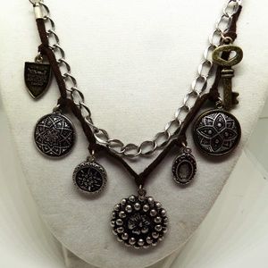 Nine West Vintage America Charms Leather Necklace
